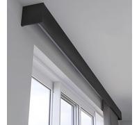 Tringle à rideaux 3 en 1 en métal noir avec cantonnière et fixation murale - 1,4 m - Panneau décoratif pour la maison - Solution d'ombrage moderne pour n'importe quelle pièce