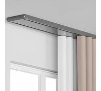 Tringle à rideaux à double rangée en aluminium perforé - Support de plafond - 3,9 m - Idéal pour la maison et le bureau - Solution polyvalente pour rideaux et cantonnières - Gris