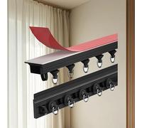 Tringle à rideaux adhésive pour montage au plafond ou au mur - 0,80 m - 3,20 m - Noir - 280 cm - Parfaite pour la décoration d'intérieur et la séparation de l'espace