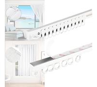 Tringle à rideaux adhésive très résistante pour montage au plafond ou au mur, sans perçage, aucun outil nécessaire, solution parfaite de séparation de pièce avec barre autocollante et crochets pour