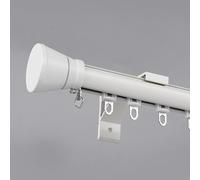 Tringle à rideaux blanche de qualité supérieure de 5 m - Fixation murale ronde simple pour rideaux de douche et de chambre à coucher coulissants lisses - Tringles coupables et fixations incluses