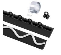 Tringle à rideaux blanche sans perçage de 100 à 400 cm réglable en aluminium pour salle de bain et dressing - Noir - 330 cm