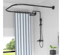 Tringle à Rideaux de Douche Angle Acier Inoxydable Arquée,Extensible Barre Rideau Douche Arrondie en Forme U,Barre Rideau Douche sans Perçage pour Salle Bains,Cabine Douche(Size:90x90x90cm,Color:A)