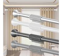 Tringle à Rideaux de Douche Sans Perçage Barre Extensible Antidérapante et Robuste, en Inox Tringle Rideau pour Séparation Douche, Fenêtre, Penderie Cintre(Blanc,110-200cm)