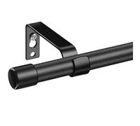 Tringle à rideaux de fenêtre moderne de 122 à 157,5 cm - Petite tringle à rideaux rustique très résistante avec supports - Noir mat