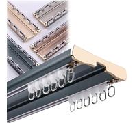 Tringle à rideaux de plafond à double voie, système de rails silencieux et robuste, idéale pour salon, salle de bain, extérieur, hôpital, séparateur de pièce (bleu, 5,6 m)