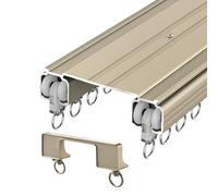 Tringle à rideaux de plafond double en aluminium pour séparateur de pièce 270 cm, couleur champagne, parfaite pour la décoration de la maison et la séparation de l'espace