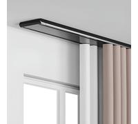 Tringle à rideaux de plafond double rail réglable en aluminium pour salon et chambre à coucher, noir, 2,1 m, facile à installer