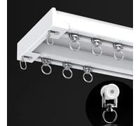 Tringle à rideaux de plafond robuste à double voie en aluminium pour salon, chambre à coucher, séparateur de douche (blanc, 4,5 m)