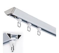 Tringle à rideaux de plafond robuste de 70 à 600 cm avec roues silencieuses - Installation facile - Kit de tringle à rideaux - Blanc (100 cm) avec trous pré-percés