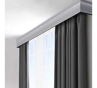 Tringle à rideaux décorative 3 en 1 avec supports - Double rail pour tringle de plafond grise - Parfaite pour le salon et la chambre à coucher - 1,6 m de long