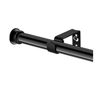 Tringle à rideaux décorative standard avec supports faciles à installer pour chambre à coucher, salon, cuisine - 76,2 cm à 114,3 cm - Noir - Petite tringle à rideaux décorative standard avec supports