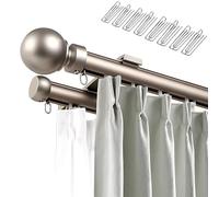 Tringle à rideaux double avec crochets pour montage mural, rails de rideaux silencieux pour séparateur de pièce, salon et chambre à coucher, disponible en gris, 50 à 600 cm (590 cm de long)
