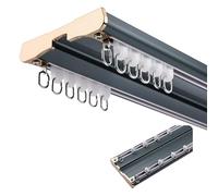 Tringle à rideaux double coulissante silencieuse - Rail de plafond en aluminium - 90-800 cm - Séparateur de pièce pour salon, chambre à coucher, hôpital - Bleu - 120 cm