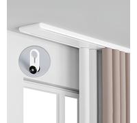 Tringle à rideaux double de 5,9 m, système de tringle à rideaux montée au plafond, en aluminium blanc, séparateur de pièce, design à 2 voies pour une draperie lisse, idéale pour la maison et le bureau