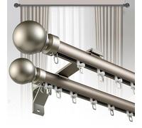 Tringle à rideaux double en alliage d'aluminium silencieuse pour chambre/salon/séparateur de pièce, gris, 1,5 m / 4.9ft