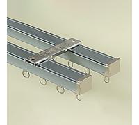 Tringle à rideaux double en aluminium bleu côtier 260 cm pour séparateur de pièce, montage mural ou au plafond, parfaite pour décoration d'intérieur