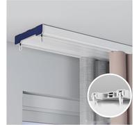 Tringle à rideaux double en aluminium montée au plafond avec rouleaux silencieux pour rideaux de 4 m de long, design polyvalent blanc pour décoration de maison et de bureau