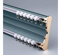 Tringle à rideaux double en aluminium pour montage au plafond, rails siamois pour bureau, salon, salle de bain, technologie nano silence, gris, 2 m de long, option bleue, séparateur de pièce