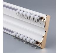 Tringle à rideaux double en aluminium pour montage au plafond, rails siamois pour bureau, salon, salle de bain, technologie nano silence, gris, 2 m de long, blanc 4,5 m de longueur totale