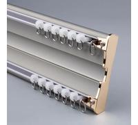 Tringle à rideaux double en aluminium pour montage au plafond, rails siamois pour bureau, salon, salle de bain, technologie nano silence, gris, 2 m de long, idéale pour séparateur de pièce, 4 m au