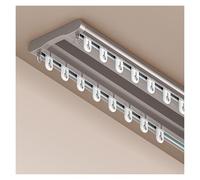 Tringle à rideaux double en aluminium pour montage au plafond, séparateur de pièce et solution d'intimité, 1 m, ferrures champagne pour une suspension lisse de rideau