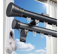 Tringle à rideaux double en aluminium robuste - Système de rails de plafond flexibles pour séparateur de pièce - Bleu - 3,6 m - Idéal pour la séparation de l'espace et la décoration d'intérieur