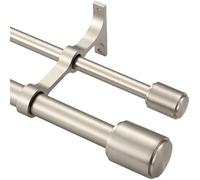 Tringle à rideaux double en nickel brossé, tringle à rideaux double de 91,4 à 183 cm, double tringles à rideaux avec embouts de fixation, double tringle à rideaux réglable de 2,5 cm avant et 1,6 cm