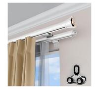 Tringle à rideaux double paroi en aluminium robuste de 330 cm avec poulie à 4 roues - Idéale pour rideaux romains et habillages de fenêtre - Blanc