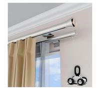 Tringle à rideaux double paroi, tringle à rideaux en aluminium robuste avec poulie à 4 roues, support d'ombrage romain, 360 cm/3 x 120 cm, couleur champagne - Idéale pour des traitements de fenêtre