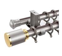 Tringle à rideaux double pour 7060 cm x 340 cm - Gris - Kit complet avec supports - Idéal pour chambre à coucher et séparateur de pièce - Solution élégante et réglable