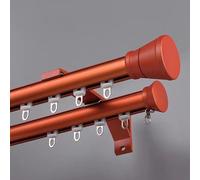 Tringle à rideaux double pour baie vitrée, fixation murale, avec kit complet - Tringle à rideaux décorative orange pour salon et balcon - 4,5 m