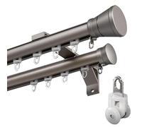 Tringle à rideaux double pour baie vitrée - Kit de tringle à rideaux décorative pour la maison, le balcon et le salon - Kit d'installation complet.