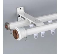 Tringle À Rideaux Double Pour Séparation De Pièce, Barre Décorative En Aluminium Robuste, Kit Complet Pour Rail De Rideau De Balcon Ou De Fenêtre De Salon(Blanc,360cm(3 * 120cm))