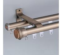 Tringle À Rideaux Double Pour Séparation De Pièce, Barre Décorative En Aluminium Robuste, Kit Complet Pour Rail De Rideau De Balcon Ou De Fenêtre De Salon(Champagne,135cm)