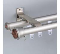 Tringle À Rideaux Double Pour Séparation De Pièce, Barre Décorative En Aluminium Robuste, Kit Complet Pour Rail De Rideau De Balcon Ou De Fenêtre De Salon(Apricot,260cm(2 * 130cm))