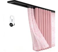 Tringle à rideaux double rail en aluminium de 3 m montée au plafond Noir Système de séparation de pièce pour une installation facile et une décoration élégante