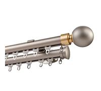 Tringle à rideaux double réglable de 100 à 600 cm avec embouts à boules rondes et kit d'installation, parfaite pour cloisons de pièce, gris, 100 cm