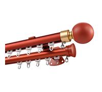 Tringle à rideaux double réglable de 100 à 600 cm avec embouts à boules rondes et matériel d'installation, idéale pour les cloisons de séparation de pièce de 150 cm