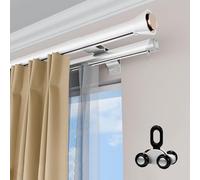 Tringle À Rideaux Double Renforcée Rail De Rideau Mural Kit Barre De Rideaux Pour Fenêtres Du Sol Au Plafond Avec Roulettes Et Supports, Installation Facile(White-2,500cm(5 * 100cm))