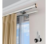 Tringle À Rideaux Double Renforcée Rail De Rideau Mural Kit Barre De Rideaux Pour Fenêtres Du Sol Au Plafond Avec Roulettes Et Supports, Installation Facile(Gray-1,125cm/4.1ft)