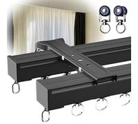Tringle à rideaux double robuste de 1 à 6 m, montage au plafond ou au mur en aluminium pour la maison, le bureau, l'hôpital, silencieuse et facile à installer (noir, 600 cm)