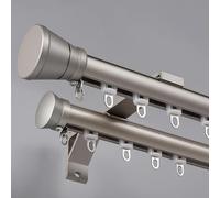 Tringle à rideaux double robuste en aluminium silencieuse idéale pour séparateur de pièce et rideaux 5,9 m - Gris Parfait pour le salon et la chambre à coucher