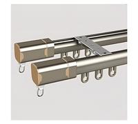 Tringle à rideaux double robuste - Système de montage mural au plafond en aluminium avec bandes silencieuses pour lits superposés et baies vitrées - Couleur champagne 220 cm (2 x 110 cm)