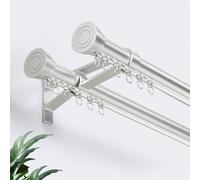 Tringle à rideaux double romaine - Tringle coulissante à montage mural - Tringle à rideaux en aluminium pour séparateur de pièce - Rail occultant réduisant le bruit - 95 cm - Gris