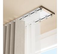 Tringle à rideaux double silencieuse 1,05 m - Réglable - 3,20 m - En aluminium - Idéal pour le salon et la chambre à coucher - Couleur blanche - Fonctionnement fluide - Solution peu encombrante