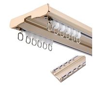 Tringle à rideaux double silencieuse - Rail de plafond réglable en aluminium - 90 à 800 cm - Séparateur de pièce pour salon, chambre à coucher, hôpital (doré, 280 cm/2 x 140 cm)