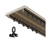Tringle à rideaux double ultra fine de 250 cm en aluminium pour salon et chambre à coucher, design à 2 couches, légère et durable, couleur champagne, longueurs personnalisées disponibles