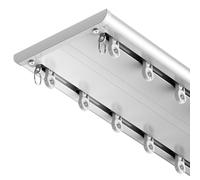 Tringle à rideaux double ultra fine en aluminium, montage au plafond, système de double tringle pour chambre/salon/fenêtre/hôtel (blanc, 6 m - 4 x 1,5 m)