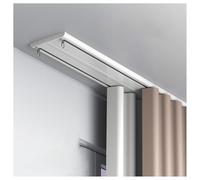 Tringle à rideaux double ultra fine minimaliste en aluminium - Barre coulissante silencieuse - Pour rideaux de 1 à 6 m - Longueur réglable - Blanc - 1,80 m